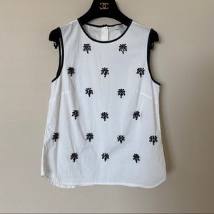 J Crew crystal embellished white vest top